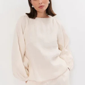 Adorne Rowe Linen Top