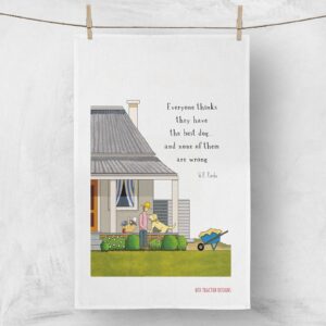 Red Tractor Linen Tea Towel